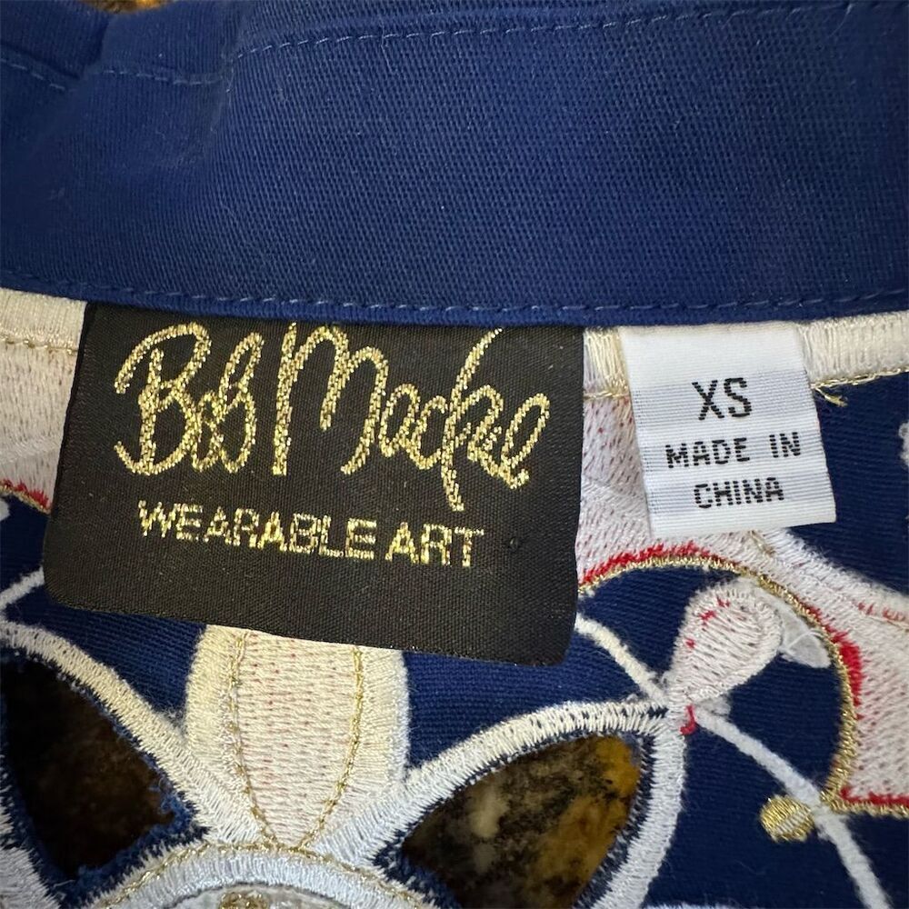 Bob Mackie Wearable Art Blue Embroidered Cutout Jacket Women's Size XS - Picture 2 of 15